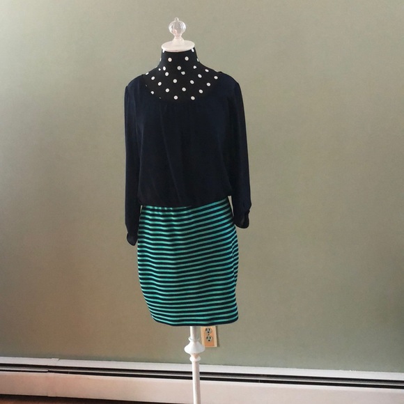 Worn once Navy Blue and Mint striped A. byer - Picture 2 of 2